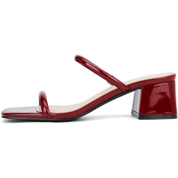 New Goderci Womens Size 10 Burgundy 2" Chunky Block Heel Square Open Toe Shoes - Picture 4 of 6